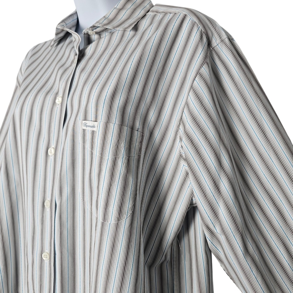 Faconnable Mens Striped Long Sleeve Button Down Shirt Size L 100 Cotton Made USA